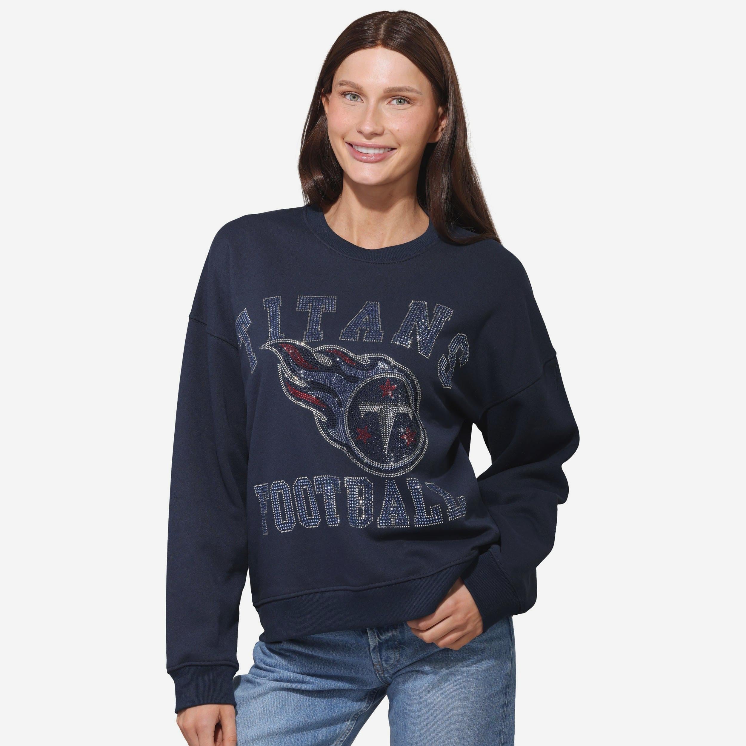 Tennessee Titans Sweat-shirt surdimensionné à col rond avec logo strass pour femme
