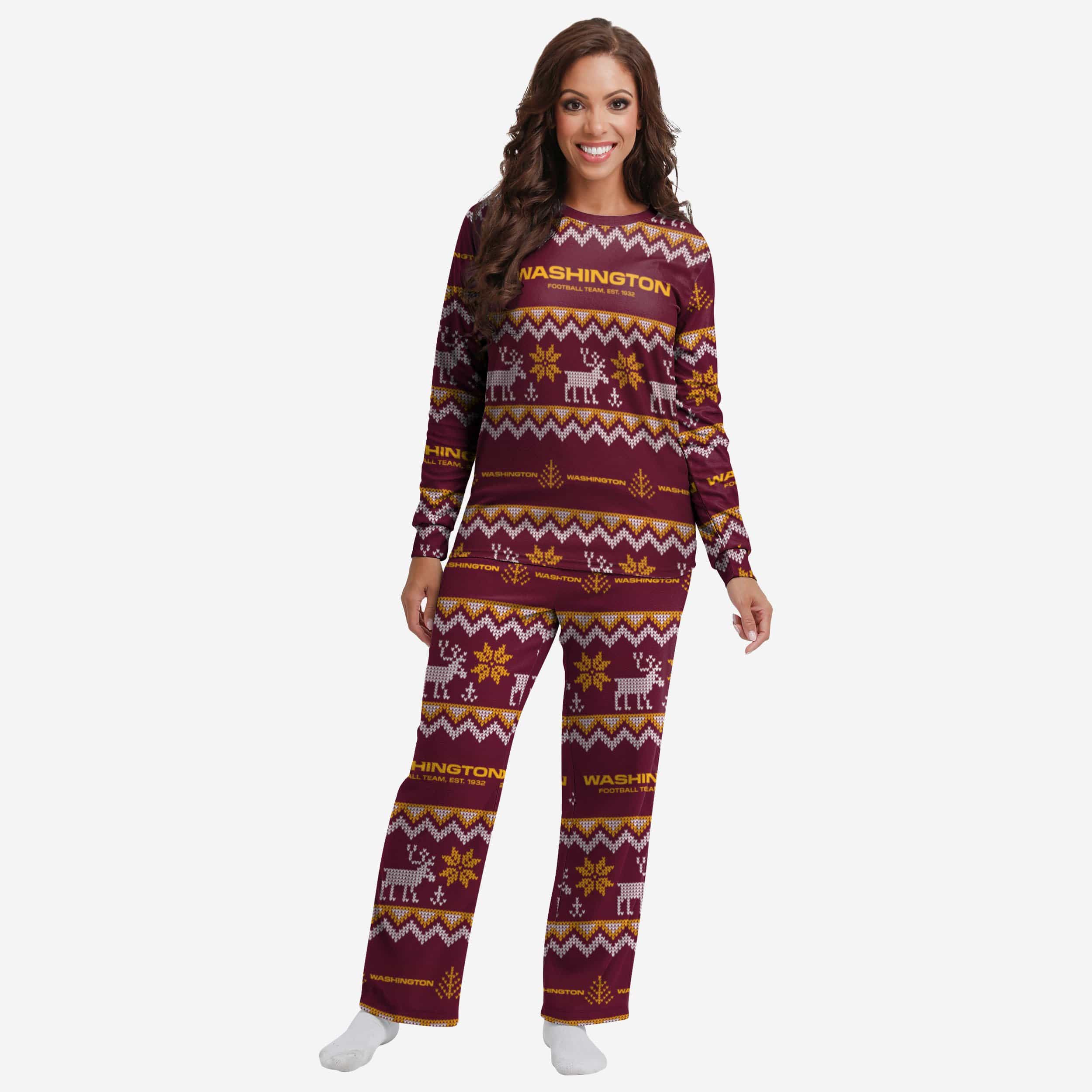 Washington Commanders Pyjama de vacances en famille à motif laid pour femme