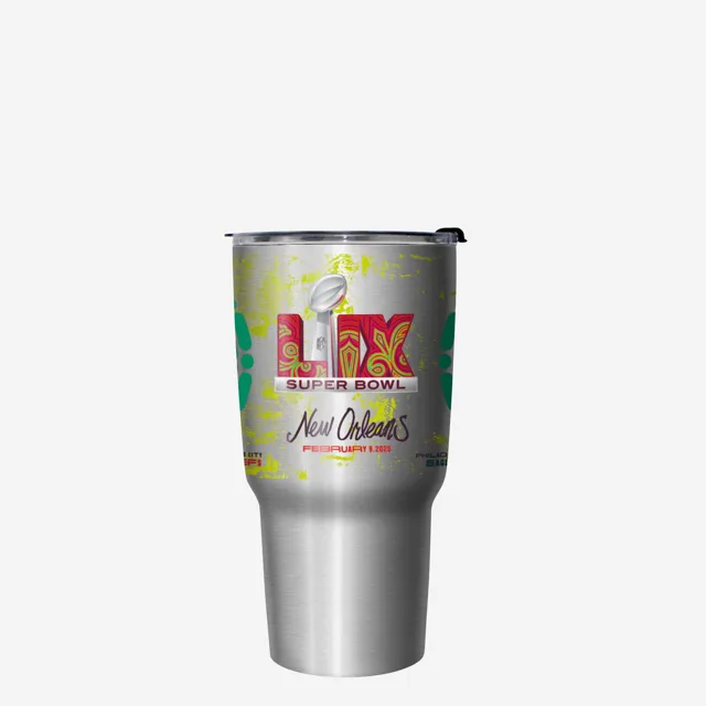 Kansas City Chiefs vs Philadelphia Eagles Super Bowl LIX Argent Gobelet en acier inoxydable de 27 oz