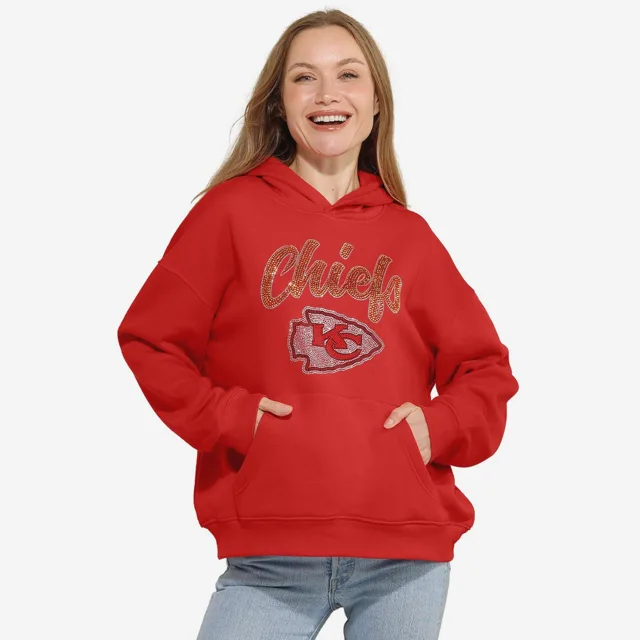 Kansas City Chiefs Sweat à capuche surdimensionné avec logo strass pour femme