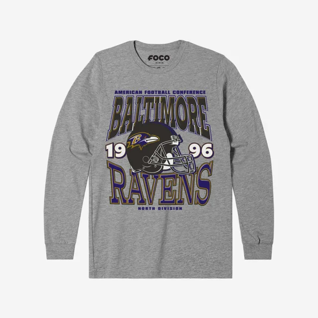 Baltimore Ravens T-shirt à manches longues avec casque d'équipe classique