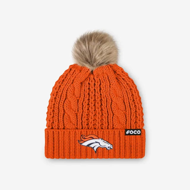 Denver Broncos Bonnet à pompon en fausse fourrure pour femme