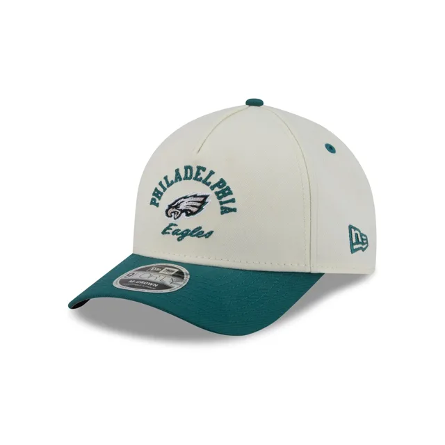 Philadelphia Eagles Casquette Snapback 9FORTY M-Crown A-Frame Graphique Arqué Chrome Blanc