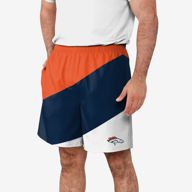 Denver Broncos Short d'entraînement à double doublure en duvet color block