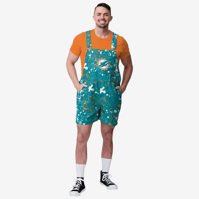 Miami Dolphins Salopette à bretelles pour hommes avec éclaboussures de peinture