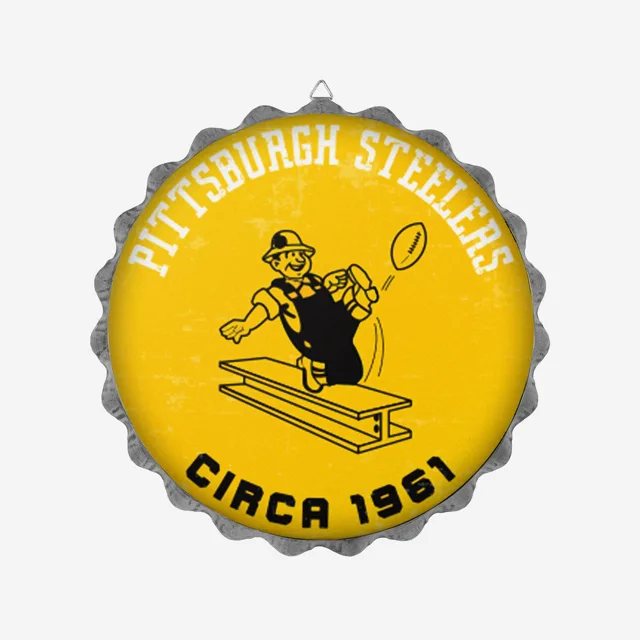 Pittsburgh Steelers Panneau mural rétro avec bouchon de bouteille