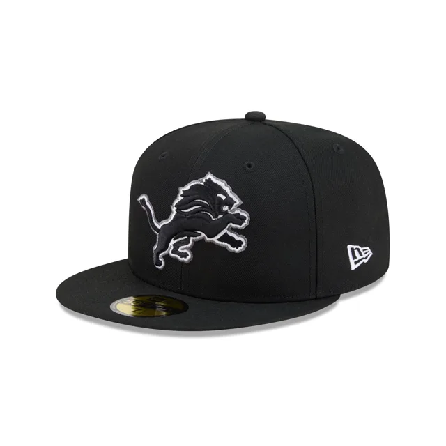 Detroit Lions Casquette ajustée Basic 59FIFTY noire et blanche