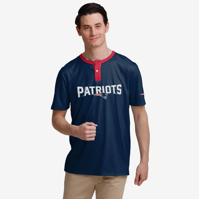 New England Patriots Henley à manches courtes avec mot-symbole uni