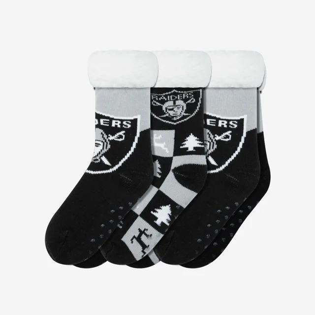 Las Vegas Raiders Lot de 3 paires de chaussettes pantoufles Fan Footy pour femmes