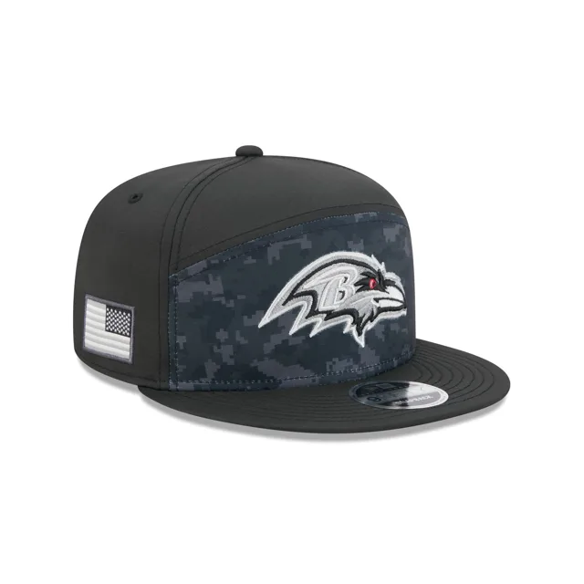 Baltimore Ravens 2026 Salut au service Panneau divisé 9FIFTY Snapback Hat