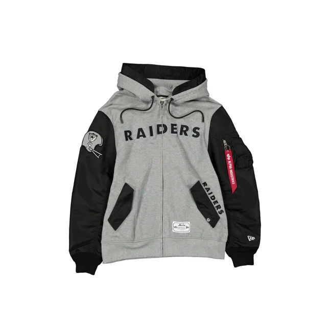 Alpha Industries x Las Vegas Raiders Veste polaire MA-1 à fermeture éclair gris historique