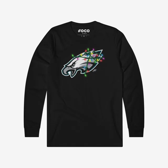 Philadelphia Eagles T-shirt à manches longues avec logo principal Holiday Lights
