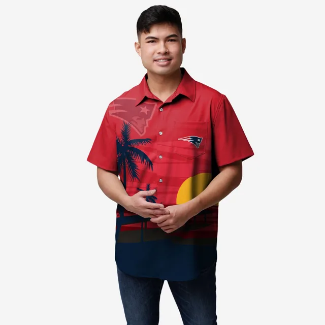 New England Patriots Chemise boutonnée coucher de soleil tropical