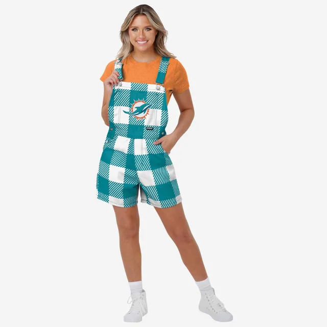 Miami Dolphins Salopette à bretelles à carreaux pour femme