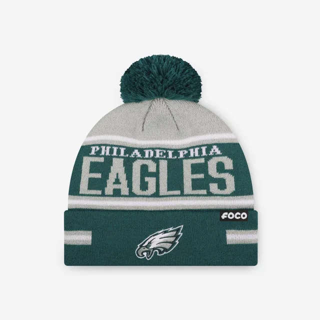 Philadelphia Eagles Bonnet à pompon à rayures et gros mot
