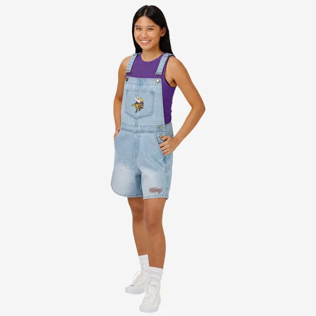 Minnesota Vikings Salopette à bretelles en jean avec grand logo pour femme