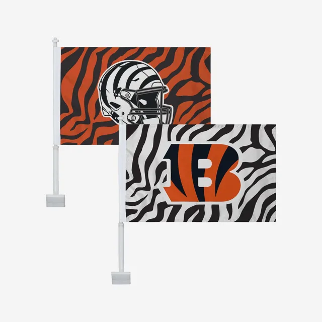 Cincinnati Bengals Lot de 2 drapeaux de voiture à rayures blanches