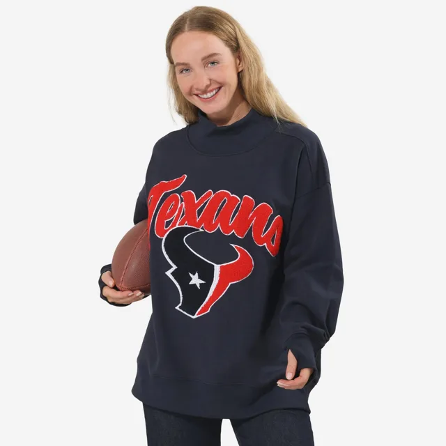 Houston Texans Sweat-shirt surdimensionné à col montant en chenille pour femme