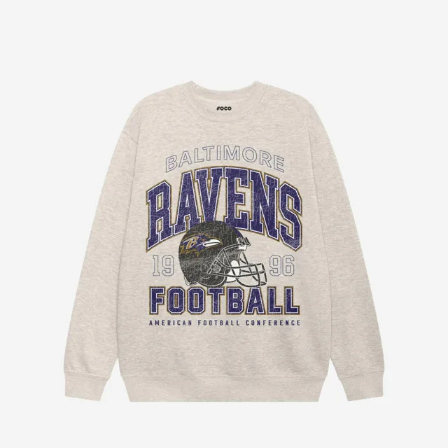 Sweat-shirt universitaire à col rond Baltimore Ravens