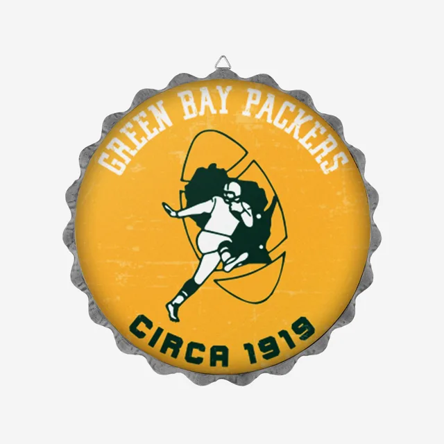 Green Bay Packers Panneau mural rétro avec bouchon de bouteille