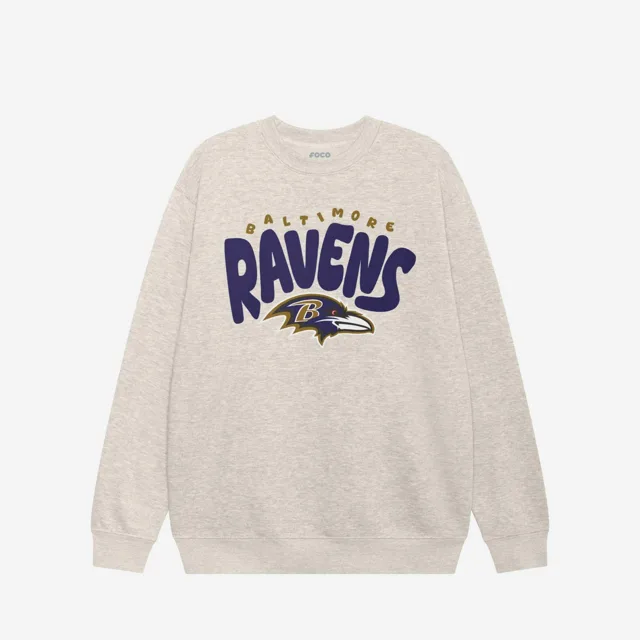 Sweat-shirt à col rond bulle Baltimore Ravens