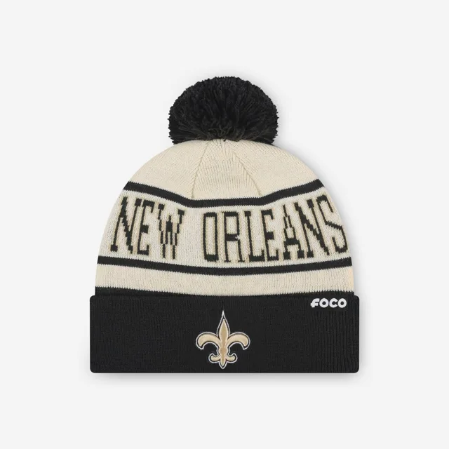 Bonnet à pompon avec logo principal à rayures Heritage New Orleans Saints
