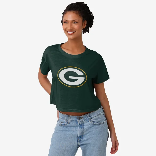 Green Bay Packers Haut court uni avec grand logo pour femme