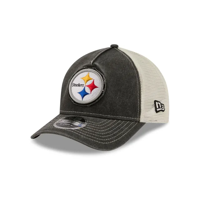 Pittsburgh Steelers Casquette de camionneur à cadre en A avec logo effiloché 9FORTY M-Crown