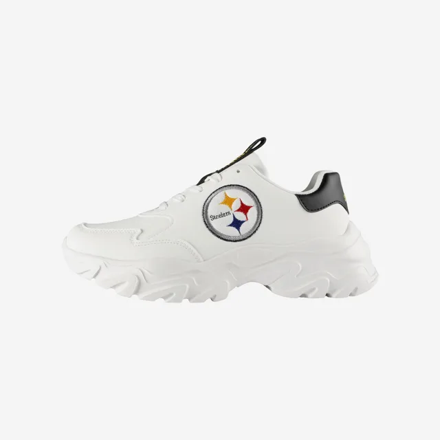 Pittsburgh Steelers Baskets épaisses vintage blanches à paillettes pour femme avec grand logo
