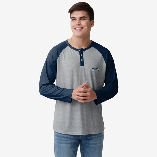 Seattle Seahawks Team Logo Gris Henley à manches longues