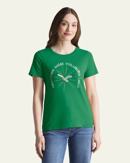 Philadelphia Eagles HISTORIC SHINE LINES '47 T-SHIRT DE TOUS LES JOURS POUR FEMMES