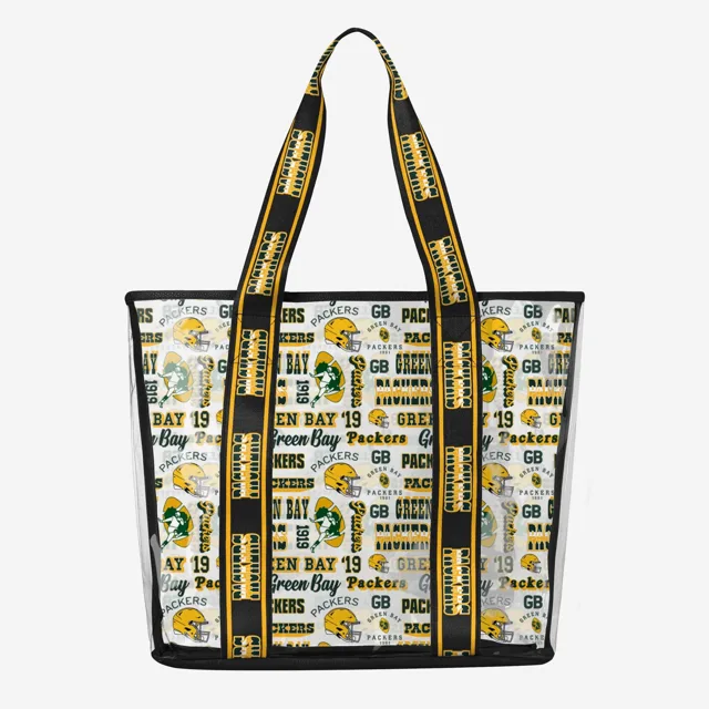 Green Bay Packers Répétez l'impression rétro Sac fourre-tout transparent