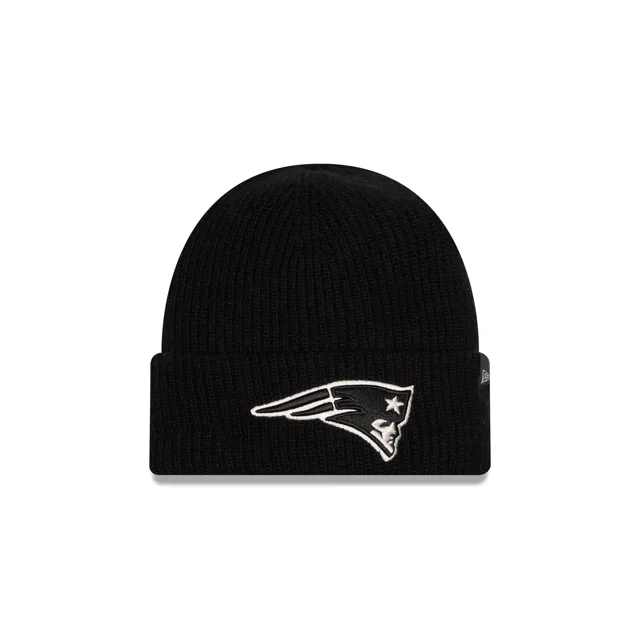 New England Patriots Bonnet en laine noir à revers court