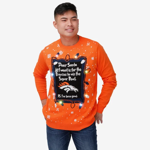Denver Broncos Pull lumineux Cher Père Noël