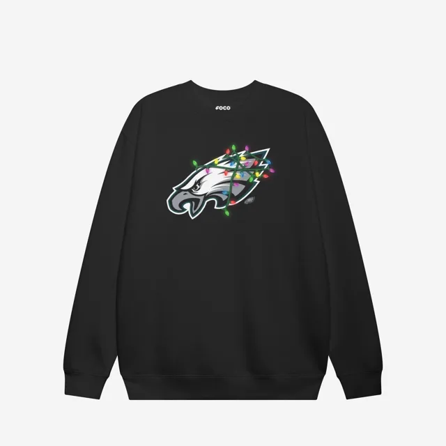 Philadelphia Eagles Sweat-shirt à col rond avec logo principal Holiday Lights