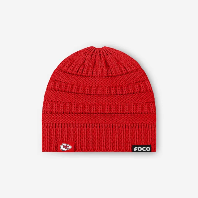 Kansas City Chiefs Bonnet queue de cheval solide pour femme