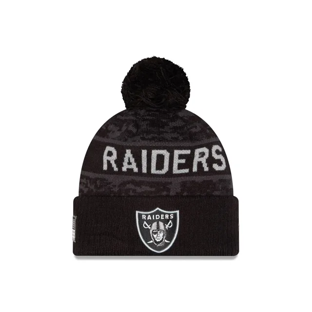 Las Vegas Raiders 2026 Salut au service Bonnet tricoté à pompons pour enfants