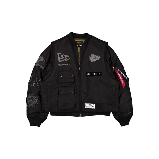 Alpha Industries x Kansas City Chiefs Veste de vol + gilet 2-en-1 MA-1 noir