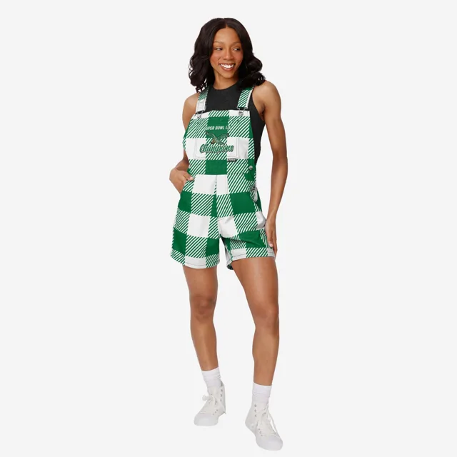 Philadelphia Eagles Super Bowl LIX Champions Kelly Green Short à bretelles à carreaux pour femmes