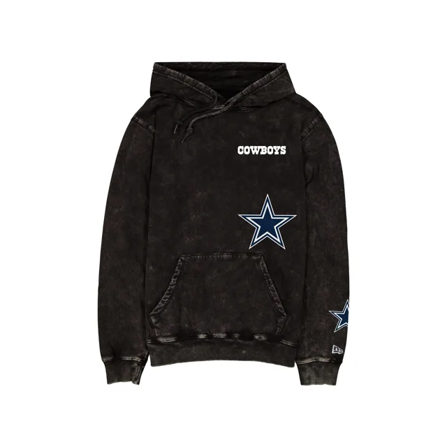 Sweat à capuche noir délavé avec logo Dallas Cowboys