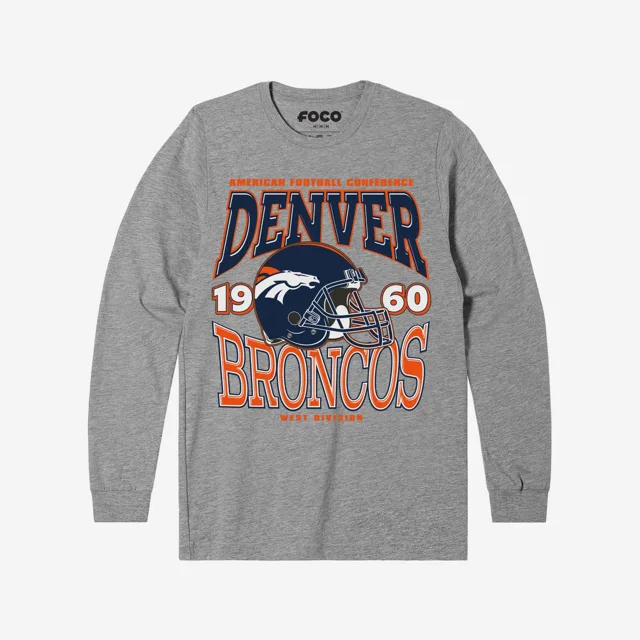 Denver Broncos T-shirt à manches longues avec casque d'équipe classique