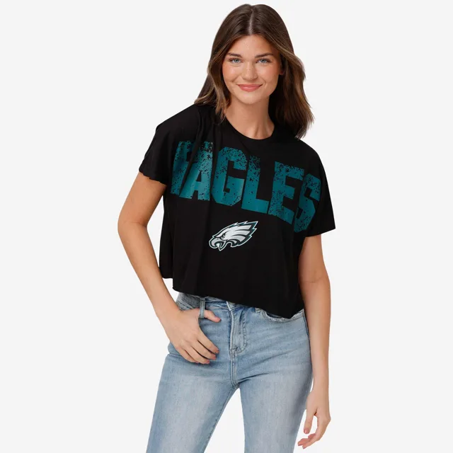 Philadelphia Eagles Haut court avec mot-symbole en détresse pour femme