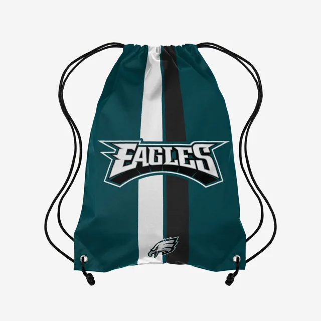 Philadelphia Eagles Sac à dos avec cordon de serrage Team Stripe Wordmark