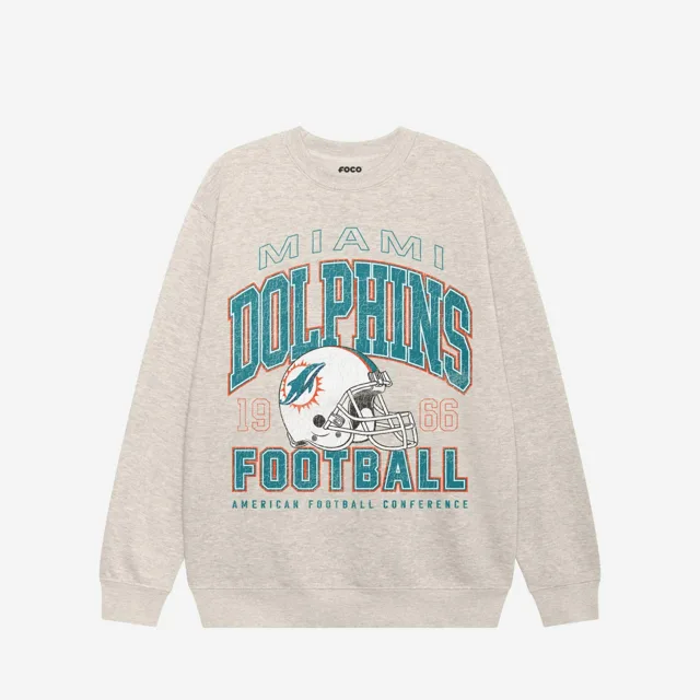 Sweat-shirt universitaire à col rond Miami Dolphins