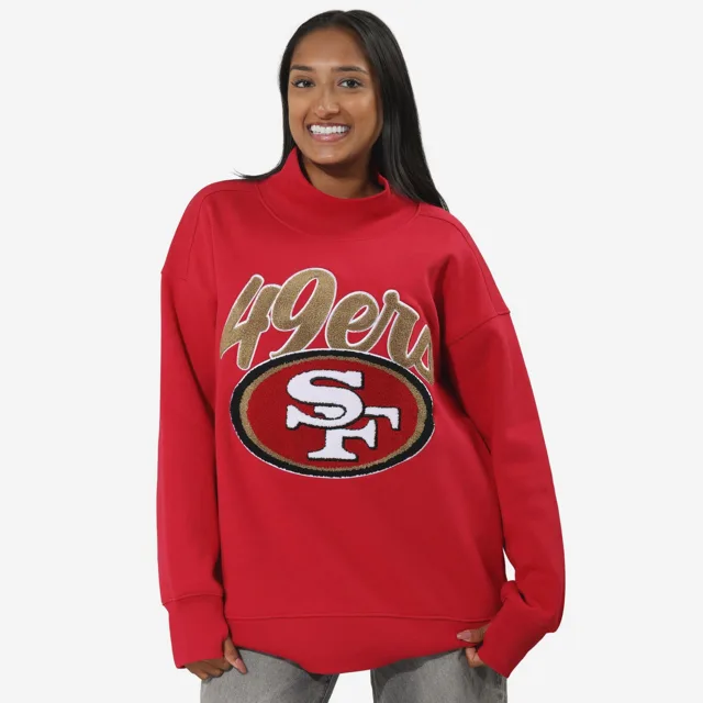 San Francisco 49ers Sweat-shirt surdimensionné à col montant en chenille pour femme