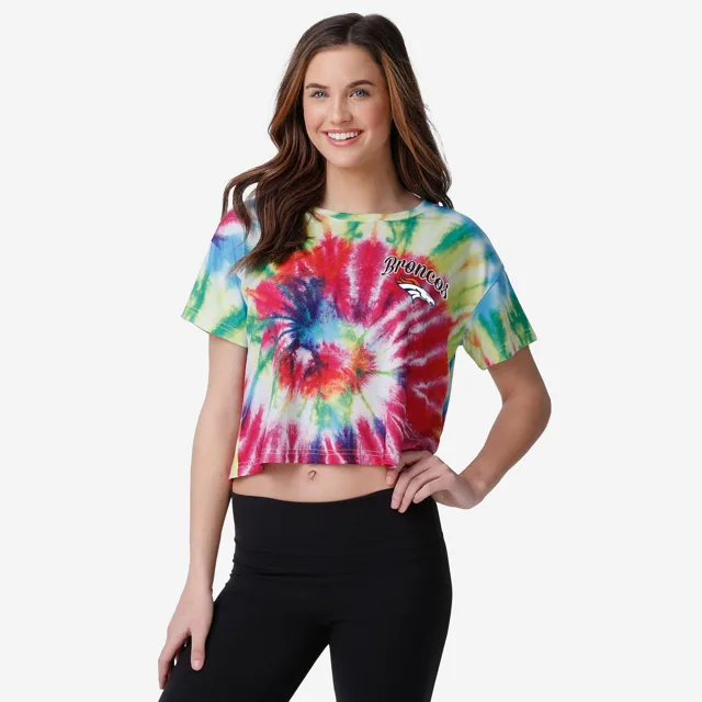 Denver Broncos Haut court pastel tie-dye pour femme