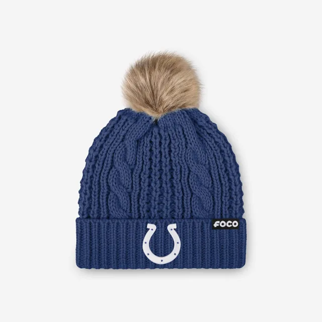 Indianapolis Colts Bonnet à pompon en fausse fourrure pour femme