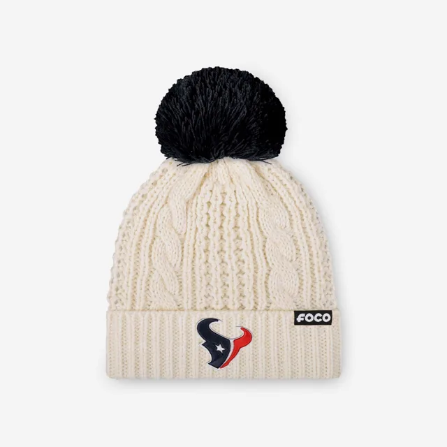 Houston Texans Bonnet à pompon en tricot torsadé blanc avec logo principal pour femme