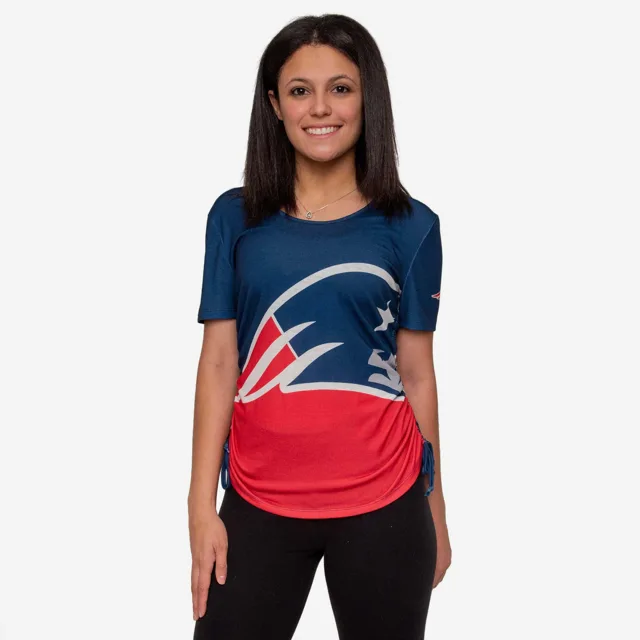 New England Patriots Haut froncé à manches courtes Replay pour femme