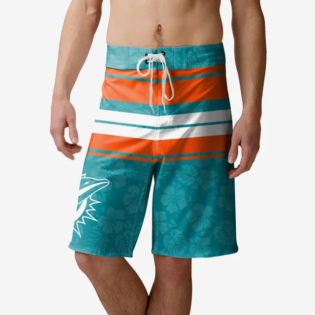 Miami Dolphins Short de bain à rayures Hibiscus Boardwalk